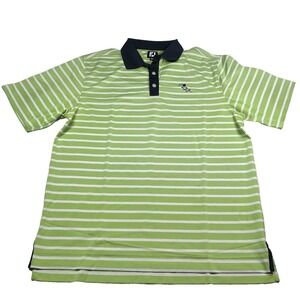 FootJoy FJ Golf Polo Golf Shirt‎ Men's L Green with Navy Collar Performance EUC